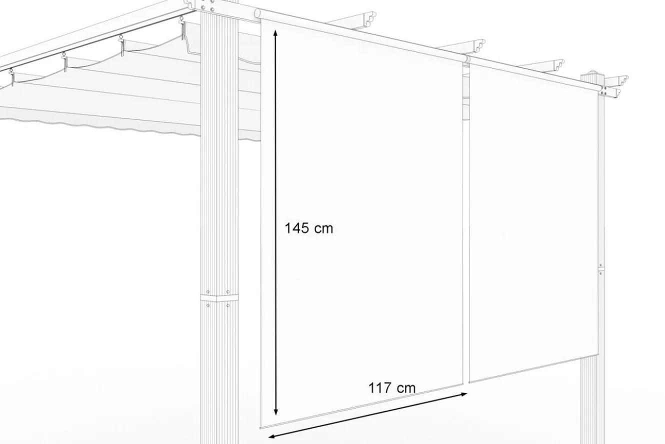 OUTFLEXX 2er Vorhangset, anthrazit, Polyester, 120 x 150 cm, pflegeleicht, passend für Pergola 3x4 m/4x4 m