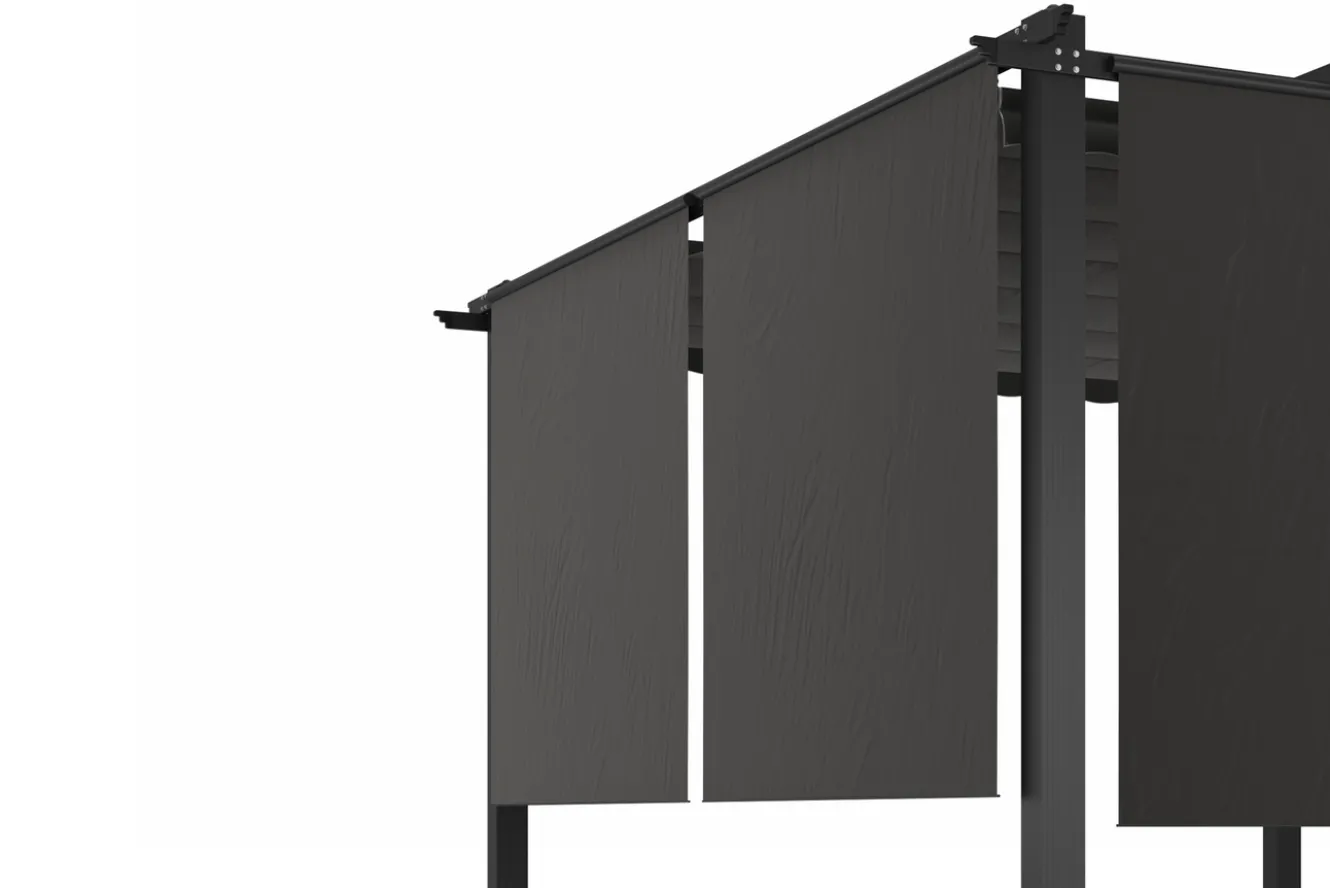 OUTFLEXX 2er Vorhangset, anthrazit, Polyester, 120 x 150 cm, pflegeleicht, passend für Pergola 3x4 m/4x4 m