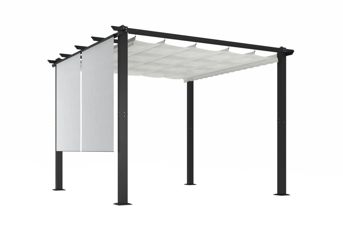 OUTFLEXX 2er Vorhangset, Creme, Polyester, ca. 120 x 150 cm, witterungs- & UV-beständig, passend für Pergola 3x3 m/3x4 m