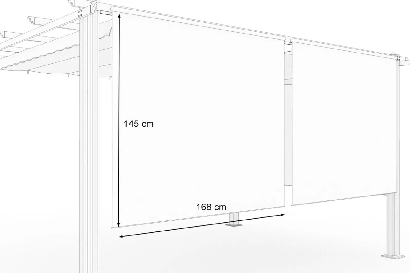 OUTFLEXX 2er Vorhangset, creme, Polyester, 170 x 150 cm, witterungs- & UV-beständig, passend für Pergola 3x3 m