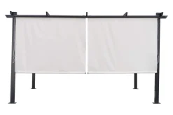 OUTFLEXX 2er Vorhangset, creme, Polyester, 170 x 150 cm, witterungs- & UV-beständig, passend für Pergola 3x3 m