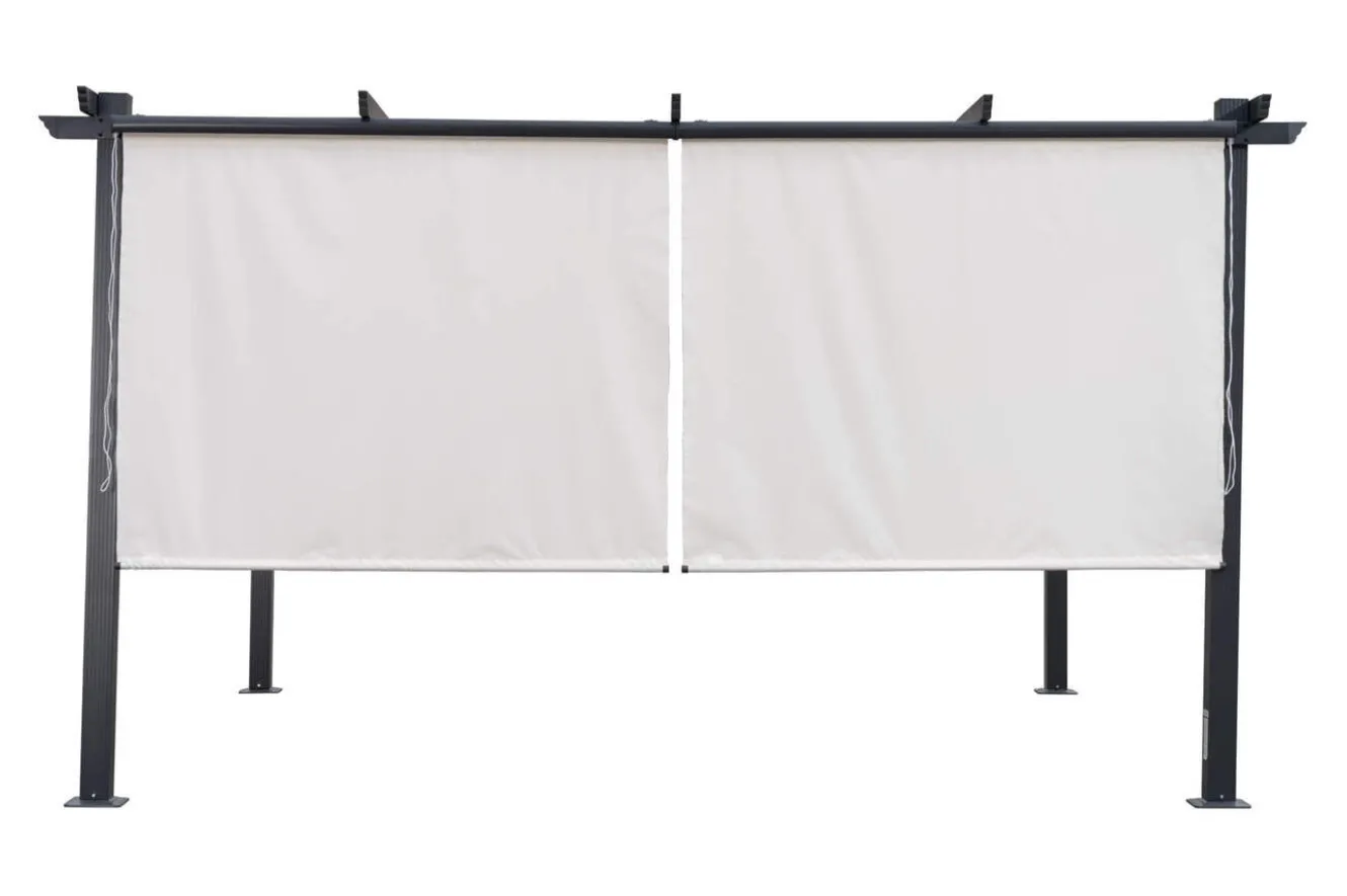 OUTFLEXX 2er Vorhangset, creme, Polyester, 170 x 150 cm, witterungs- & UV-beständig, passend für Pergola 3x3 m