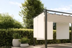 OUTFLEXX 2er Vorhangset, creme, Polyester, 170 x 150 cm, witterungs- & UV-beständig, passend für Pergola 3x3 m