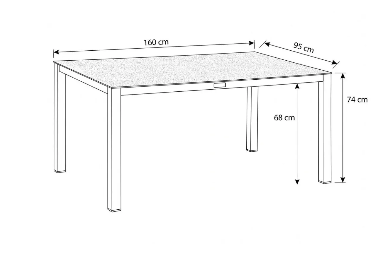 OUTFLEXX Esstisch, anthrazit, Alu/Spraystone, 160x95 cm
