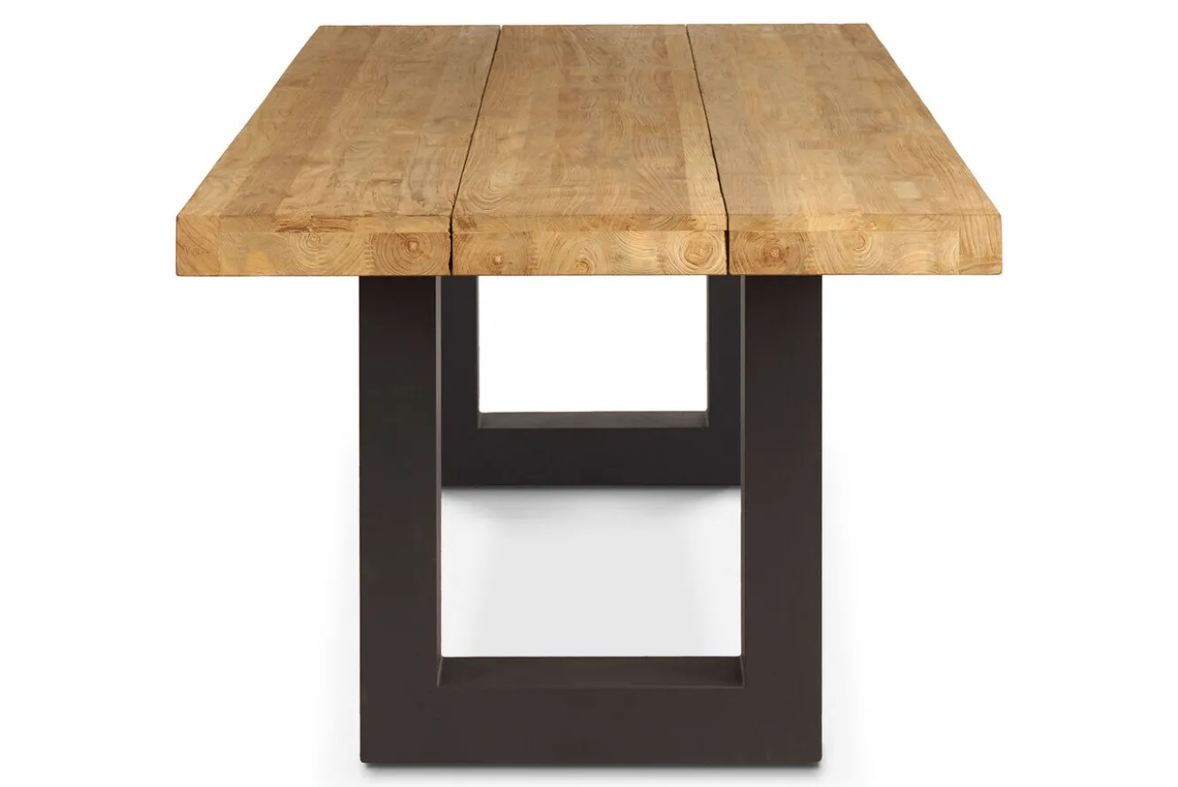 OUTFLEXX Esstisch, anthrazit/natur, Alu/recyceltes Teak, 220 x 100 cm, rustikal gebürstet, FSC®-zertifiziertes Produkt