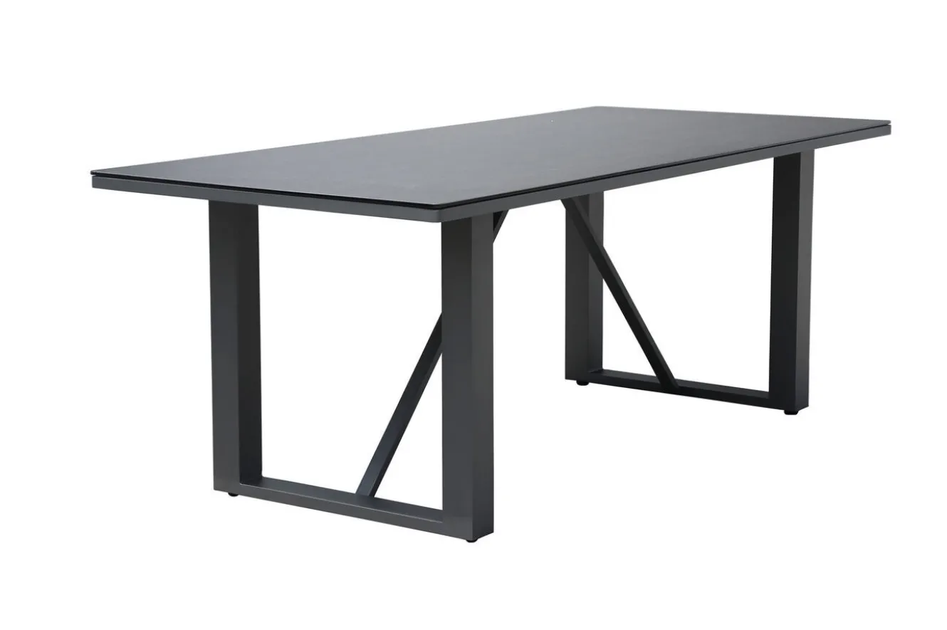 OUTFLEXX Esstisch, anthrazit, Aluminium, Glaskeramik, 200x90 cm