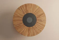 OUTFLEXX Esstisch, Edelstahl/Teakholz, Ø 170cm, inkl. drehbarer Granitplatte und Eiskühler, FSC®-zertifiziertes Produkt