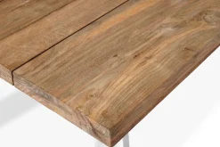 OUTFLEXX Esstisch, Edelstahl/recyceltes Teak, 220x100cm, A-Gestell, rustikal gebürstet, FSC®-zertifiziertes Produkt