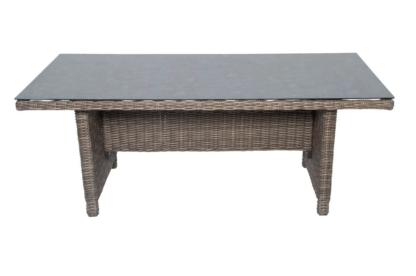 OUTFLEXX Esstisch, grau, Polyrattan, 200 x 95 cm, Tischplatte Spraystone, 6mm, aufliegend