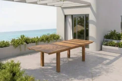 OUTFLEXX Esstisch, natur, Akazie, 180/220/260x100cm, zweifacher Synchronauszug, geölt, FSC®-zertifiziertes Produkt