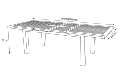 OUTFLEXX Esstisch, natur, Akazie, 180/220/260x100cm, zweifacher Synchronauszug, geölt, FSC®-zertifiziertes Produkt