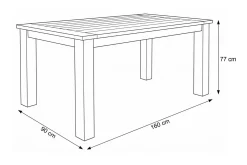 OUTFLEXX Esstisch, natur, recyceltes SLVK-Teakholz, Plattenstärke 30 mm, 160 x 90 x 77 cm