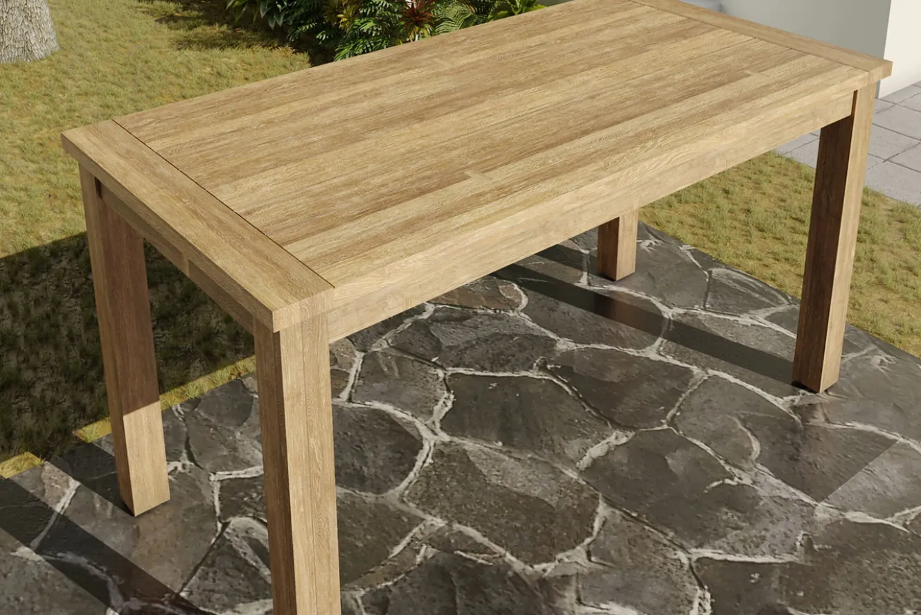 OUTFLEXX Esstisch, natur, recyceltes SLVK-Teakholz, Plattenstärke 30 mm, 200 x 100 x 77 cm