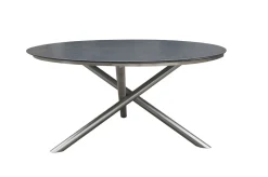 OUTFLEXX Esstisch, silber/grau, Edelstahl/Glaskeramik, ca. Ø150cm