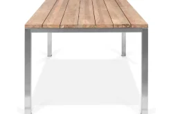 OUTFLEXX Esstisch, silber/natur, Edelstahl/ recyceltes Teak, 200x100cm, rustikal gebürstet