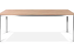OUTFLEXX Esstisch, silber/natur, Edelstahl/ recyceltes Teak, 200x100cm, rustikal gebürstet