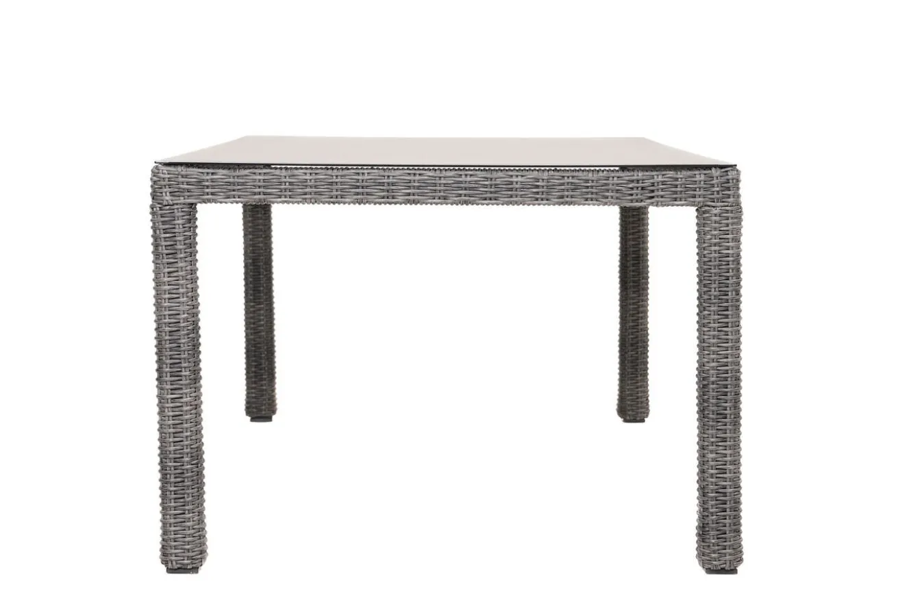 OUTFLEXX ExklusivmodellRocking Comfort Esstisch, grau-braun-meliert, Alu/Polyrattan/Glaskeramik, 180x110 cm, pulverbeschichtet