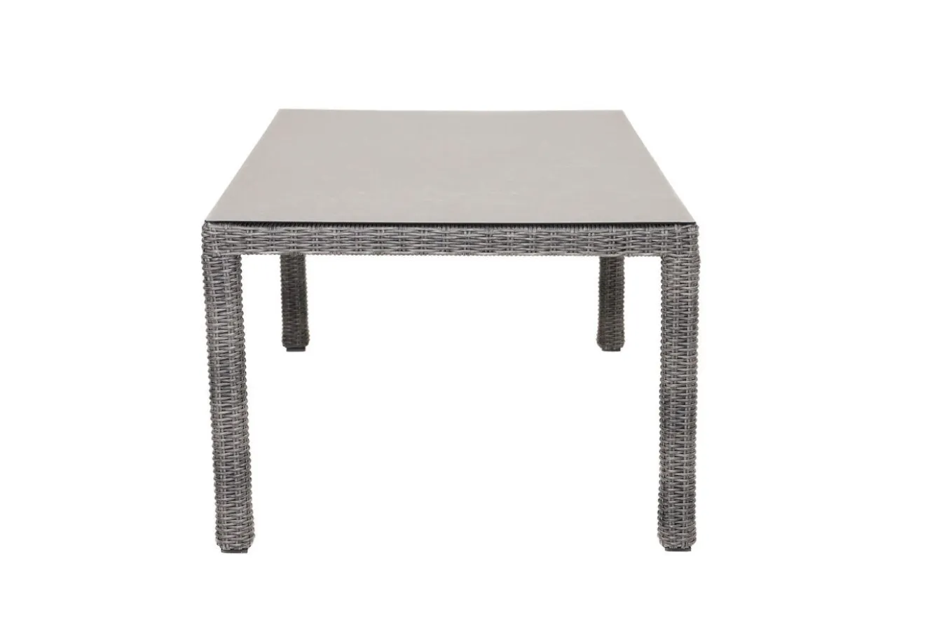 OUTFLEXX ExklusivmodellRocking Comfort Esstisch, grau-braun-meliert, Alu/Polyrattan/Glaskeramik, 180x110 cm, pulverbeschichtet