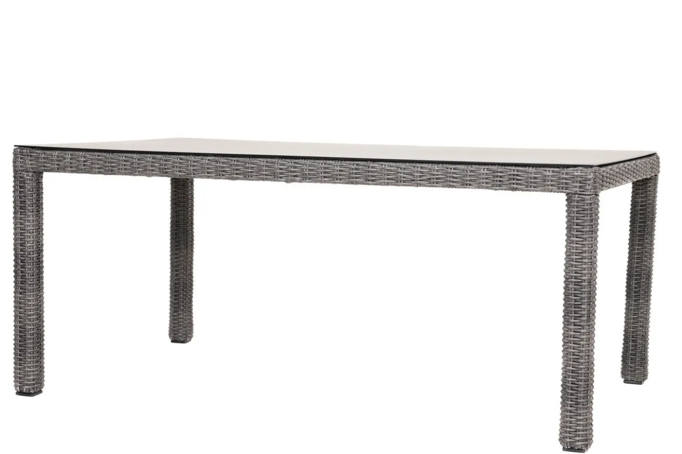 OUTFLEXX ExklusivmodellRocking Comfort Esstisch, grau-braun-meliert, Alu/Polyrattan/Glaskeramik, 180x110 cm, pulverbeschichtet