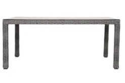OUTFLEXX ExklusivmodellRocking Comfort Esstisch, grau-braun-meliert, Alu/Polyrattan/Glaskeramik, 180x110 cm, pulverbeschichtet