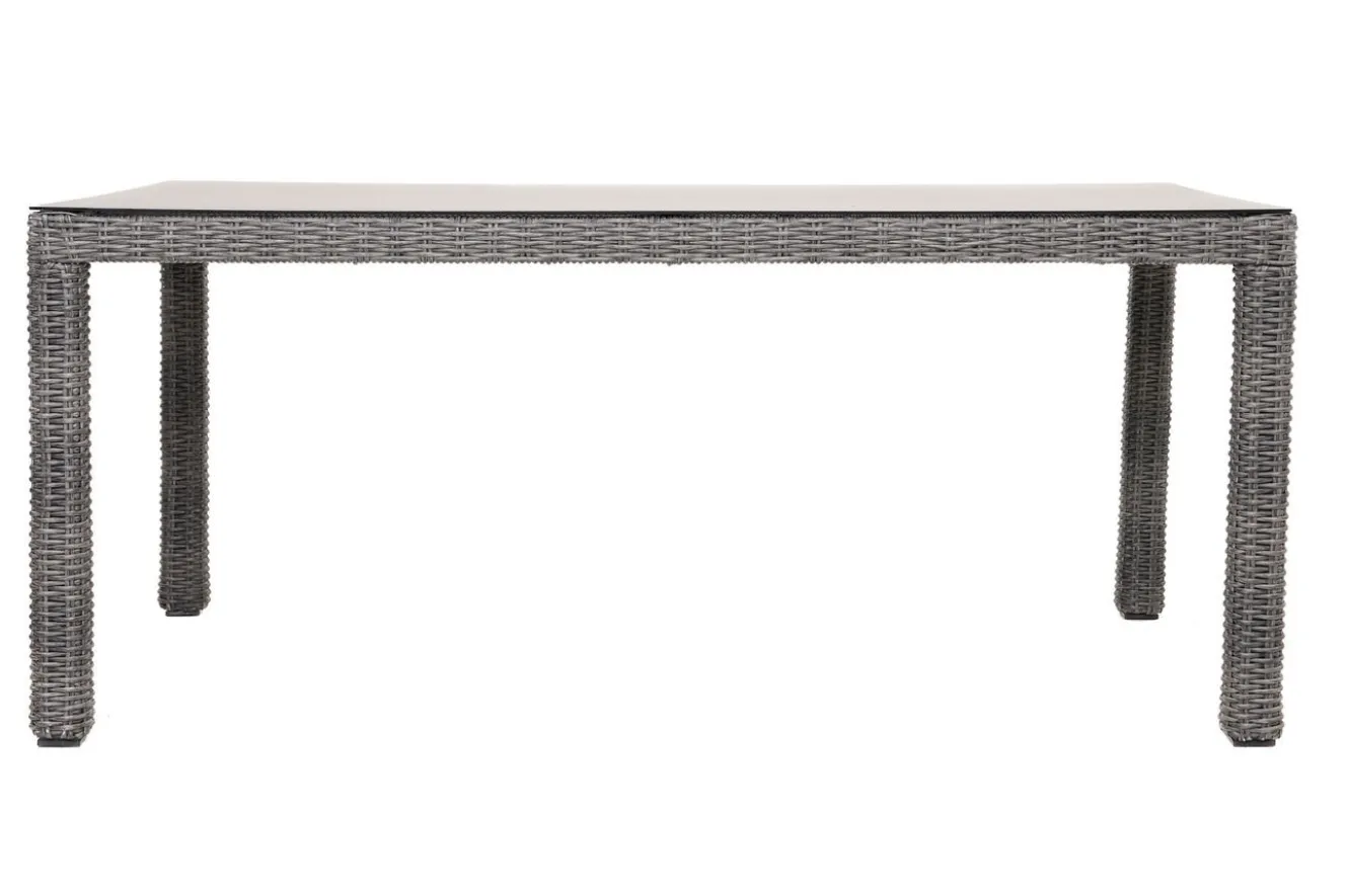 OUTFLEXX ExklusivmodellRocking Comfort Esstisch, grau-braun-meliert, Alu/Polyrattan/Glaskeramik, 180x110 cm, pulverbeschichtet