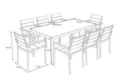 OUTFLEXX Falun Garten-Essgruppe mit 8 Sesseln, braun, Teakholz/Edelstahl, 180/240 x 100 cm, ausziehbar, stapelbar, FSC®-zertifiziertes Produkt