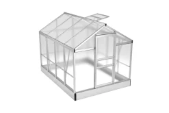 OUTFLEXX Flora Gewächshaus, Silber, Aluminium, 250 x 190 x 200 cm, mit Spitzdach
