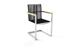 OUTFLEXX Freischwinger, silber/schwarz, Edelstahl/Rope, Teakholz Armlehnen, 53 x 57 x 87 cm