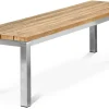 OUTFLEXX Gartenbank, Edelstahl/recyceltes Teak, 160x40x45cm, rustikal gebürstet, FSC®-zertifiziertes Produkt