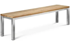 OUTFLEXX Gartenbank, Edelstahl/recyceltes Teak, 160x40x45cm, rustikal gebürstet, FSC®-zertifiziertes Produkt