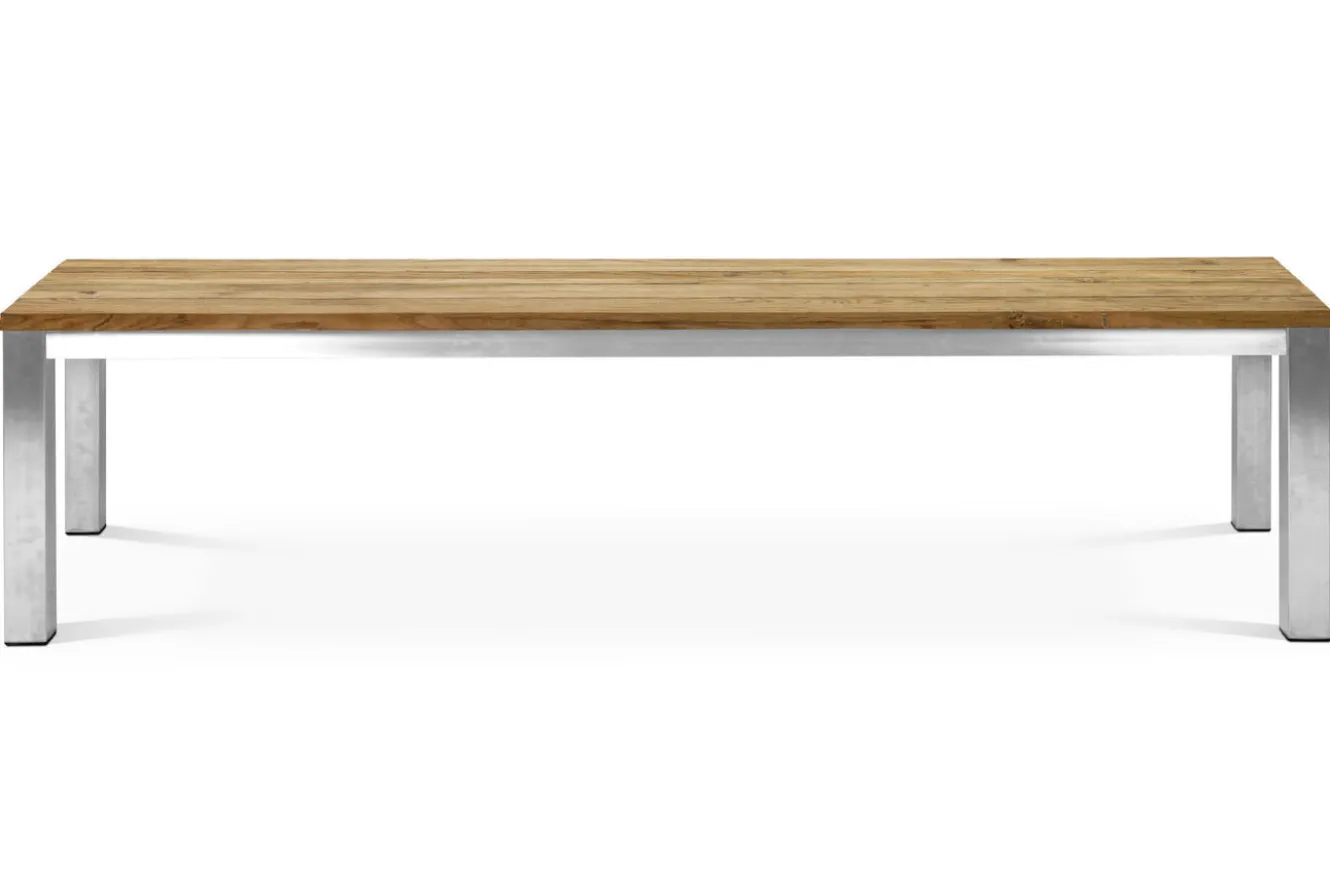 OUTFLEXX Gartenbank, Edelstahl/recyceltes Teak, 160x40x45cm, rustikal gebürstet, FSC®-zertifiziertes Produkt
