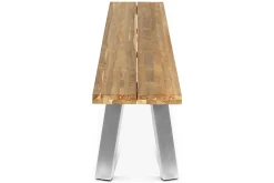 OUTFLEXX Gartenbank, Edelstahl/recyceltes Teak, 160x40x45cm, A-Gestell, rustikal gebürstet