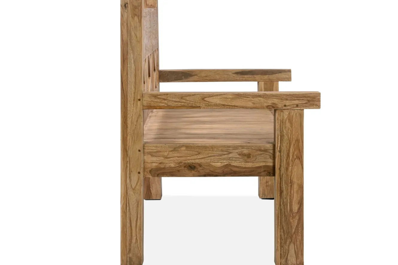 OUTFLEXX Gartenbank, natur, recyceltes Teak, 160x73cm, mit Rücken- und Armlehnen, rustikal gebürstet
