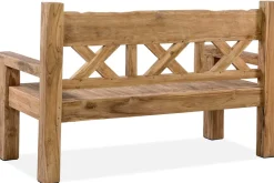 OUTFLEXX Gartenbank, natur, recyceltes Teak, 160x73cm, mit Rücken- und Armlehnen, rustikal gebürstet