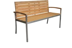 OUTFLEXX Gartenbank, Teakholz/Edelstahl, 2-Sitzer, 130x55x80cm, FSC®-zertifiziertes Produkt