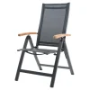 OUTFLEXX Garten-Essgruppe, anthrazit matt, Alu / Teak / Textil, Tisch 150/210x90cm, 8 Klappstühle