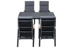 OUTFLEXX Garten-Essgruppe, anthrazit matt, Alu/Spraystone/Polyester, 160x95 cm, 4 Sessel, inkl. Polster