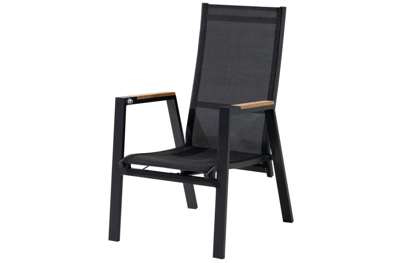 OUTFLEXX Garten-Essgruppe, anthrazit matt, Alu/Spraystone/Polyester, 160x95 cm, 4 Sessel, inkl. Polster