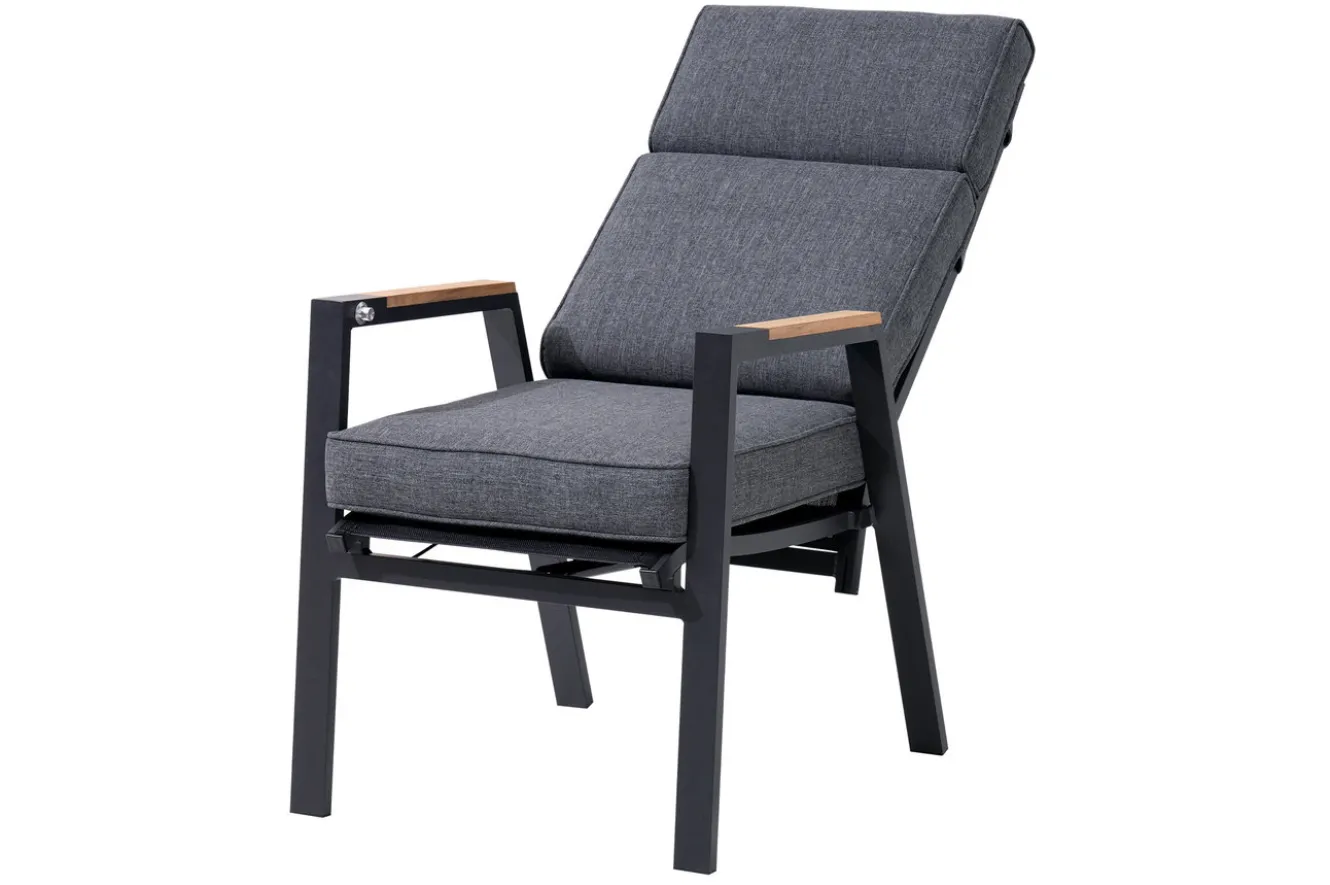 OUTFLEXX Garten-Essgruppe, anthrazit matt, Alu/Spraystone/Polyester, 160x95 cm, 4 Sessel, inkl. Polster