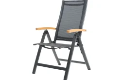OUTFLEXX Garten-Essgruppe, anthrazit matt/grau/schwarz, Alu/Spraystone/Textilen, 160 x 95 cm, 4 Klappstühle