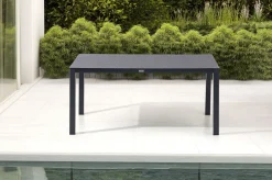 OUTFLEXX Garten-Essgruppe, anthrazit matt/grau/schwarz, Alu/Spraystone/Textilen, 160 x 95 cm, 4 Klappstühle