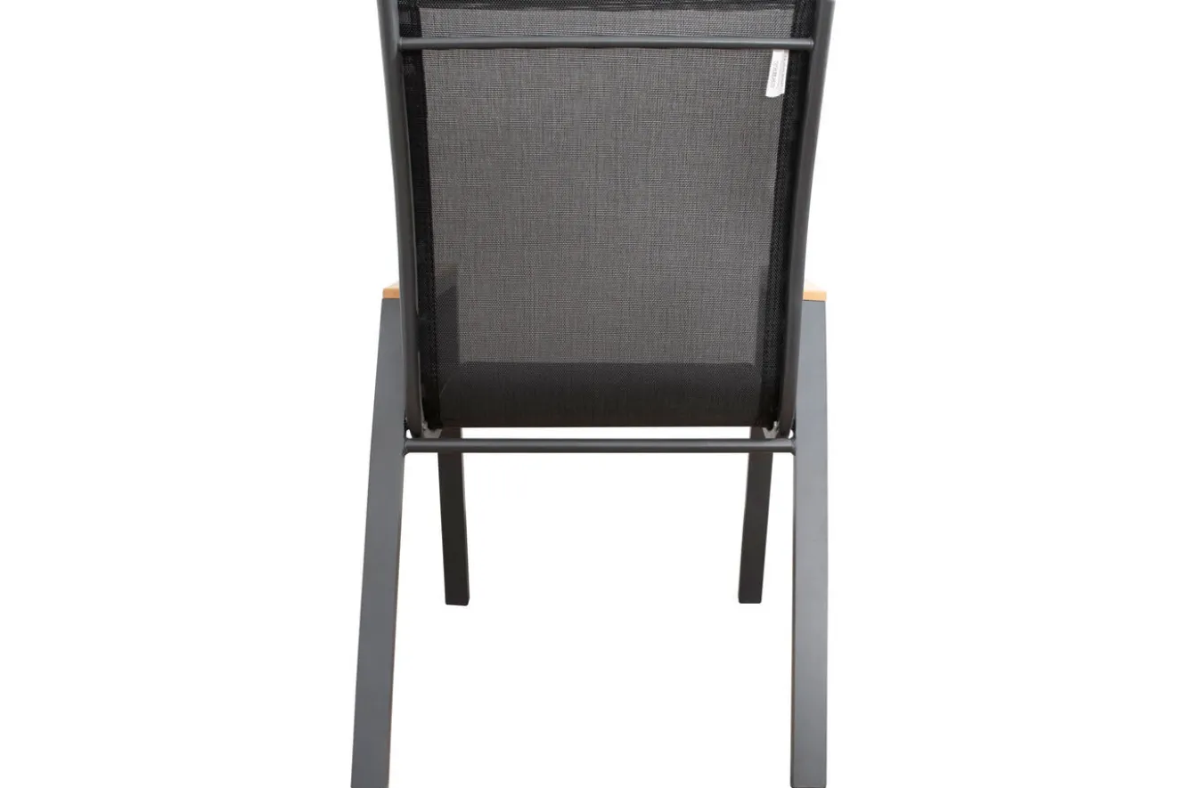 OUTFLEXX Garten-Essgruppe, anthrazit matt/schwarz, Alu/Spraystone/Textilen, 160x95 cm, 6 Stapelstühle