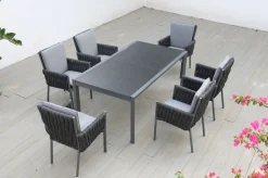 OUTFLEXX Garten-Essgruppe, anthrazit, Alu, Ausziehtisch 180/270x100 cm, 6 Diningsessel