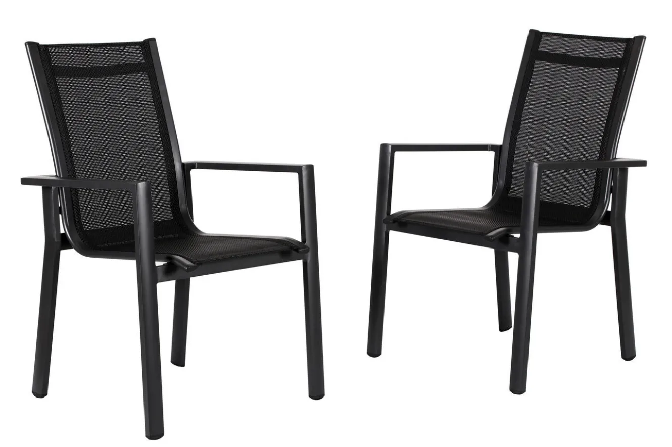 OUTFLEXX Garten-Essgruppe, anthrazit matt, Alu/Spraystone/Textilen, 160x95 cm, 4 Stapelsessel