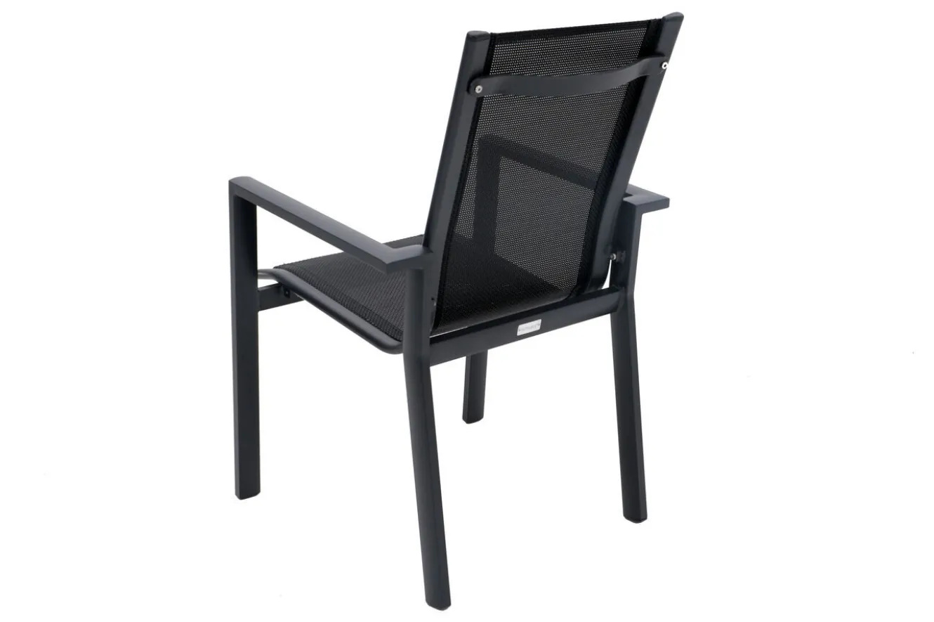 OUTFLEXX Garten-Essgruppe, anthrazit matt, Alu/Spraystone/Textilen, 160x95 cm, 4 Stapelsessel