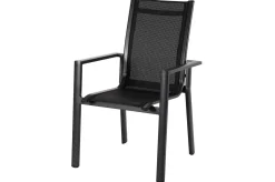 OUTFLEXX Garten-Essgruppe, anthrazit matt, Alu/Spraystone/Textilen, 160x95 cm, 4 Stapelsessel