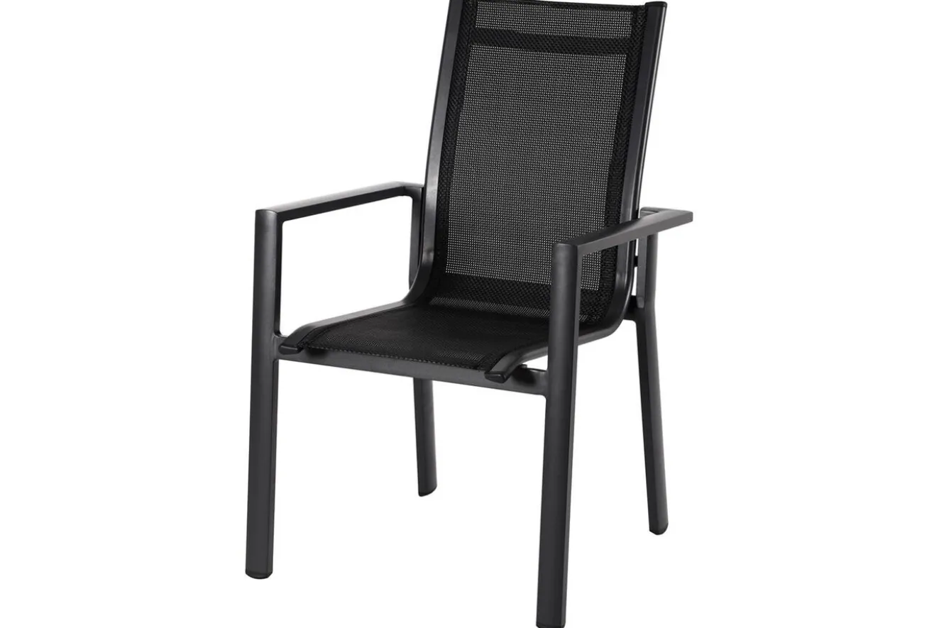 OUTFLEXX Garten-Essgruppe, anthrazit matt, Alu/Spraystone/Textilen, 160x95 cm, 4 Stapelsessel
