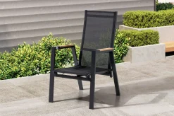 OUTFLEXX Garten-Essgruppe, anthrazit matt, Alu/Spraystone/Polyester, 160x95 cm, 6 Sessel, inkl. Polster