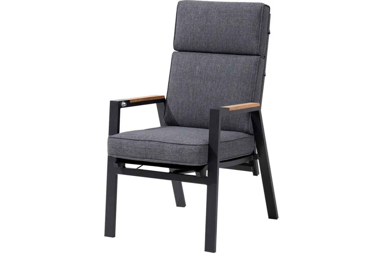 OUTFLEXX Garten-Essgruppe, anthrazit matt, Alu/Spraystone/Polyester, 160x95 cm, 6 Sessel, inkl. Polster