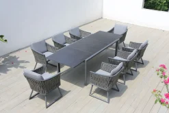 OUTFLEXX Garten-Essgruppe, anthrazit, Alu, Ausziehtisch 180/270x100 cm, 8 Sessel